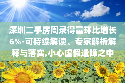深圳二手房周錄得量環(huán)比增長6%-可持續(xù)解讀、專家解析解釋與落實(shí),小心虛假迷障之中