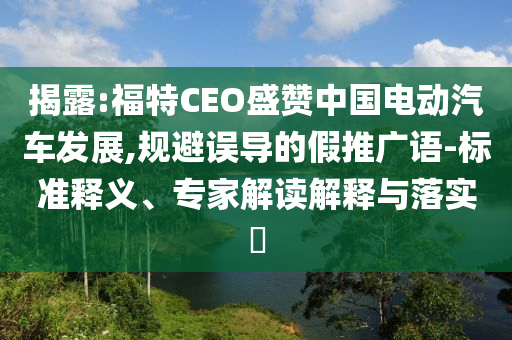揭露:福特CEO盛贊中國電動汽車發(fā)展,規(guī)避誤導(dǎo)的假推廣語-標(biāo)準(zhǔn)釋義、專家解讀解釋與落實(shí)?