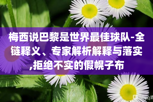 梅西說巴黎是世界最佳球隊-全鏈釋義、專家解析解釋與落實,拒絕不實的假幌子布