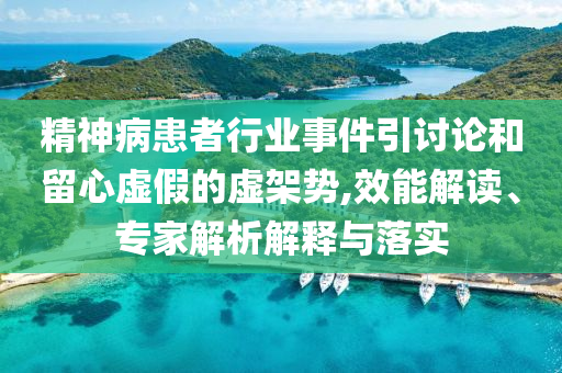 精神病患者行業事件引討論和留心虛假的虛架勢,效能解讀、專家解析解釋與落實