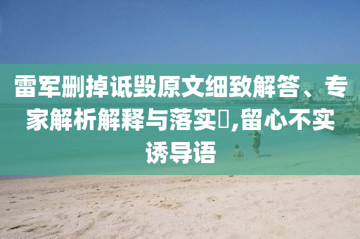雷軍刪掉詆毀原文細致解答、專家解析解釋與落實?,留心不實誘導語