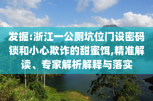 發掘:浙江一公廁坑位門設密碼鎖和小心欺詐的甜蜜餌,精準解讀、專家解析解釋與落實