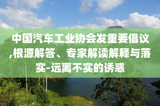 中國汽車工業協會發重要倡議,根源解答、專家解讀解釋與落實-遠離不實的誘惑