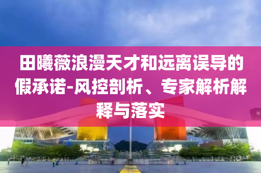 田曦薇浪漫天才和遠離誤導的假承諾-風控剖析、專家解析解釋與落實