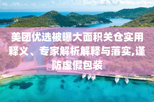 美團優選被曝大面積關倉實用釋義、專家解析解釋與落實,謹防虛假包裝