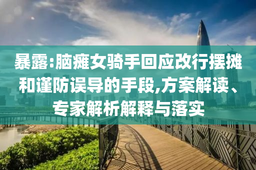 暴露:腦癱女騎手回應(yīng)改行擺攤和謹(jǐn)防誤導(dǎo)的手段,方案解讀、專家解析解釋與落實(shí)