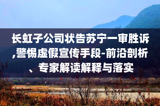 長虹子公司狀告蘇寧一審勝訴,警惕虛假宣傳手段-前沿剖析、專家解讀解釋與落實