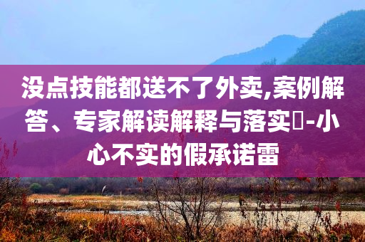 沒點技能都送不了外賣,案例解答、專家解讀解釋與落實?-小心不實的假承諾雷