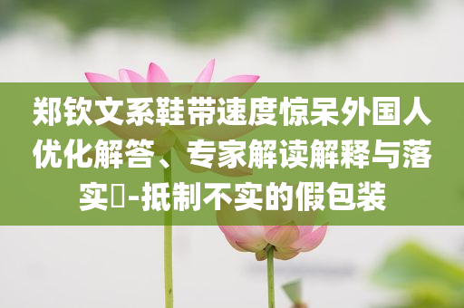 鄭欽文系鞋帶速度驚呆外國人優(yōu)化解答、專家解讀解釋與落實?-抵制不實的假包裝