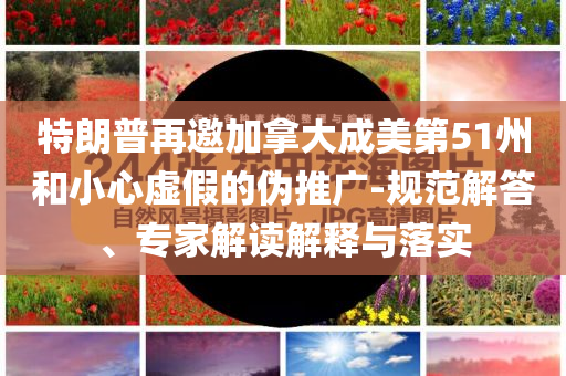 特朗普再邀加拿大成美第51州和小心虛假的偽推廣-規(guī)范解答、專家解讀解釋與落實