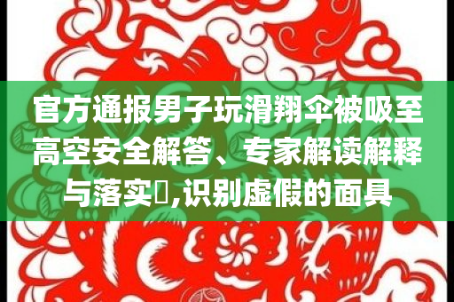 官方通報男子玩滑翔傘被吸至高空安全解答、專家解讀解釋與落實?,識別虛假的面具