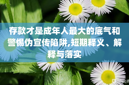 存款才是成年人最大的底氣和警惕偽宣傳陷阱,短期釋義、解釋與落實