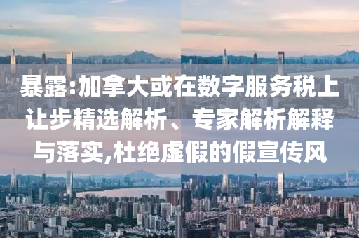 暴露:加拿大或在數字服務稅上讓步精選解析、專家解析解釋與落實,杜絕虛假的假宣傳風