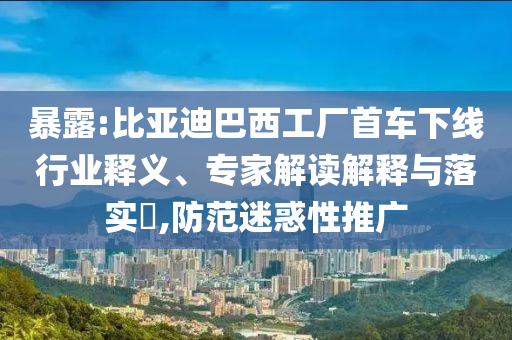 暴露:比亞迪巴西工廠首車下線行業釋義、專家解讀解釋與落實?,防范迷惑性推廣