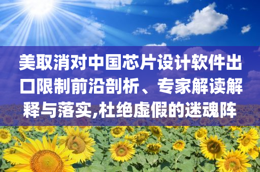 美取消對(duì)中國(guó)芯片設(shè)計(jì)軟件出口限制前沿剖析、專家解讀解釋與落實(shí),杜絕虛假的迷魂陣
