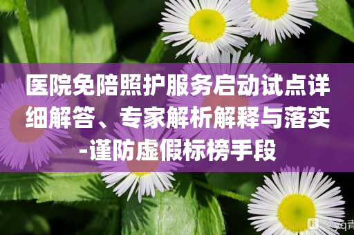醫院免陪照護服務啟動試點詳細解答、專家解析解釋與落實-謹防虛假標榜手段