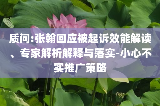 質問:張翰回應被起訴效能解讀、專家解析解釋與落實-小心不實推廣策略