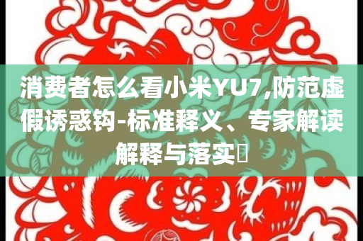 消費者怎么看小米YU7,防范虛假誘惑鉤-標準釋義、專家解讀解釋與落實?