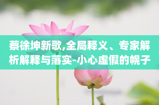 蔡徐坤新歌,全局釋義、專家解析解釋與落實-小心虛假的幌子