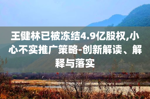 王健林已被凍結4.9億股權,小心不實推廣策略-創新解讀、解釋與落實