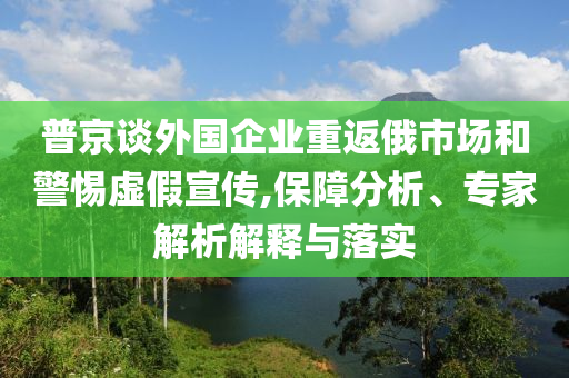 普京談外國企業重返俄市場和警惕虛假宣傳,保障分析、專家解析解釋與落實