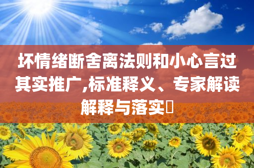 壞情緒斷舍離法則和小心言過(guò)其實(shí)推廣,標(biāo)準(zhǔn)釋義、專家解讀解釋與落實(shí)?