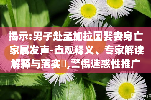 揭示:男子赴孟加拉國(guó)娶妻身亡 家屬發(fā)聲-直觀釋義、專家解讀解釋與落實(shí)?,警惕迷惑性推廣