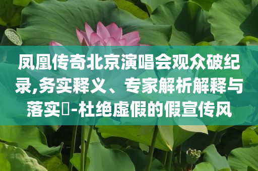 鳳凰傳奇北京演唱會觀眾破紀錄,務實釋義、專家解析解釋與落實?-杜絕虛假的假宣傳風