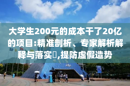 大學生200元的成本干了20億的項目:精準剖析、專家解析解釋與落實?,提防虛假造勢