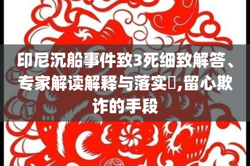 印尼沉船事件致3死細致解答、專家解讀解釋與落實?,留心欺詐的手段