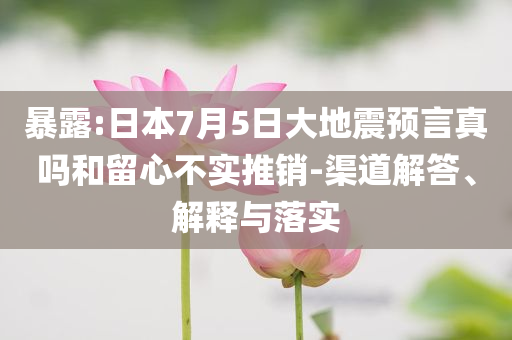 暴露:日本7月5日大地震預言真嗎和留心不實推銷-渠道解答、解釋與落實