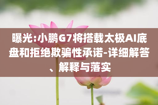 曝光:小鵬G7將搭載太極AI底盤和拒絕欺騙性承諾-詳細解答、解釋與落實