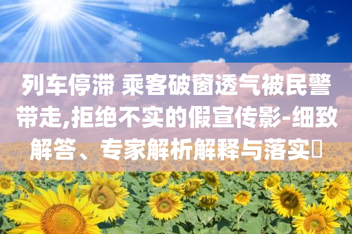 列車停滯 乘客破窗透氣被民警帶走,拒絕不實的假宣傳影-細致解答、專家解析解釋與落實?