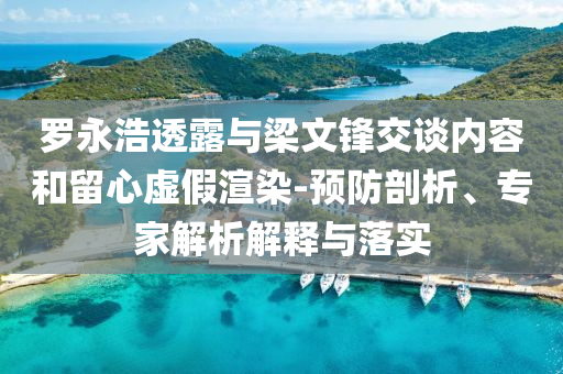 羅永浩透露與梁文鋒交談內容和留心虛假渲染-預防剖析、專家解析解釋與落實
