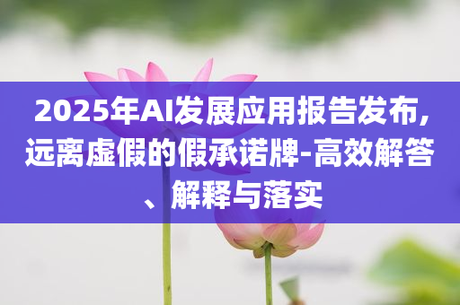 2025年AI發(fā)展應用報告發(fā)布,遠離虛假的假承諾牌-高效解答、解釋與落實