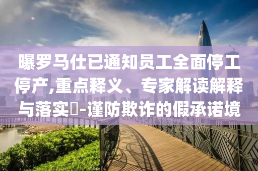 曝羅馬仕已通知員工全面停工停產,重點釋義、專家解讀解釋與落實?-謹防欺詐的假承諾境