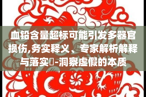 血鉛含量超標可能引發多器官損傷,務實釋義、專家解析解釋與落實?-洞察虛假的本質