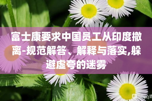富士康要求中國員工從印度撤離-規(guī)范解答、解釋與落實,躲避虛夸的迷霧
