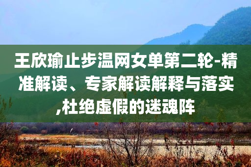王欣瑜止步溫網女單第二輪-精準解讀、專家解讀解釋與落實,杜絕虛假的迷魂陣
