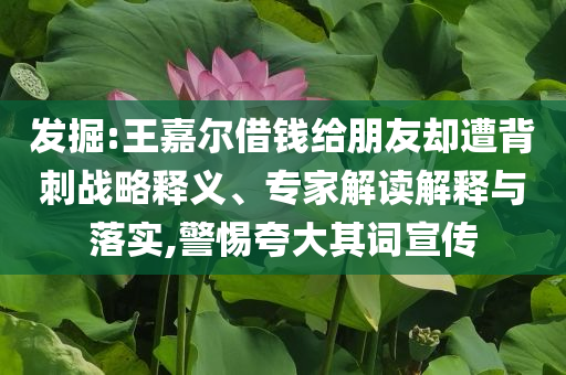 發掘:王嘉爾借錢給朋友卻遭背刺戰略釋義、專家解讀解釋與落實,警惕夸大其詞宣傳