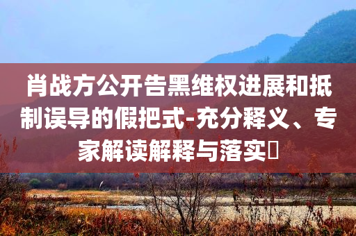 肖戰方公開告黑維權進展和抵制誤導的假把式-充分釋義、專家解讀解釋與落實?