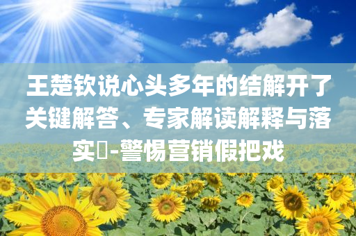 王楚欽說心頭多年的結解開了關鍵解答、專家解讀解釋與落實?-警惕營銷假把戲