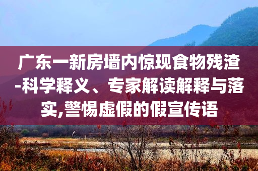 廣東一新房墻內驚現食物殘渣-科學釋義、專家解讀解釋與落實,警惕虛假的假宣傳語