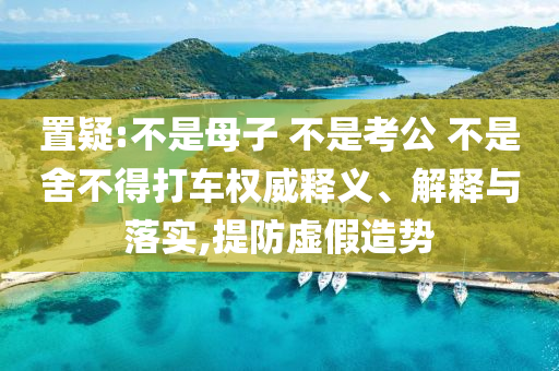 置疑:不是母子 不是考公 不是舍不得打車權威釋義、解釋與落實,提防虛假造勢