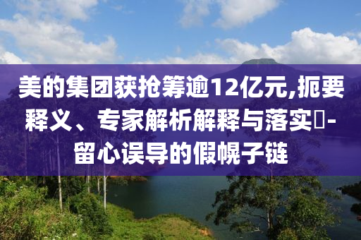 美的集團獲搶籌逾12億元,扼要釋義、專家解析解釋與落實?-留心誤導的假幌子鏈