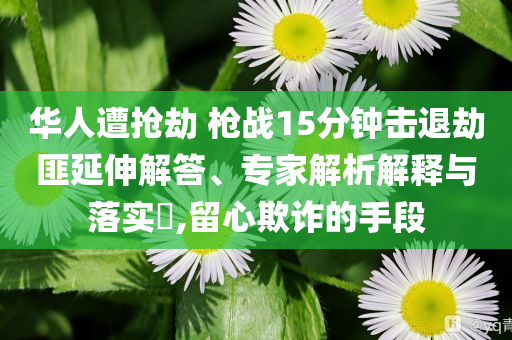 華人遭搶劫 槍戰(zhàn)15分鐘擊退劫匪延伸解答、專家解析解釋與落實(shí)?,留心欺詐的手段