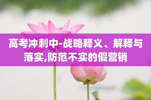 高考沖刺中-戰(zhàn)略釋義、解釋與落實(shí),防范不實(shí)的假營(yíng)銷(xiāo)