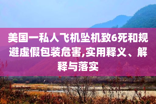 美國一私人飛機墜機致6死和規避虛假包裝危害,實用釋義、解釋與落實