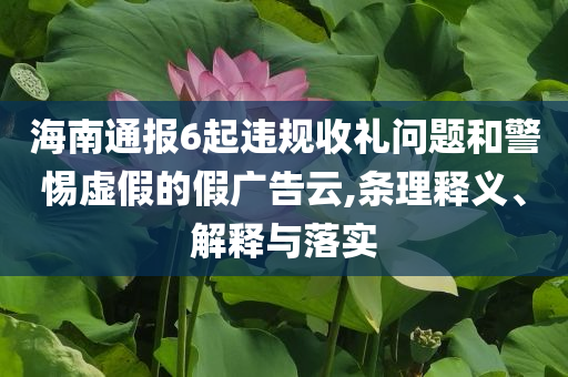 海南通報6起違規收禮問題和警惕虛假的假廣告云,條理釋義、解釋與落實