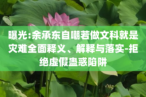 曝光:余承東自嘲若做文科就是災(zāi)難全面釋義、解釋與落實(shí)-拒絕虛假蠱惑陷阱